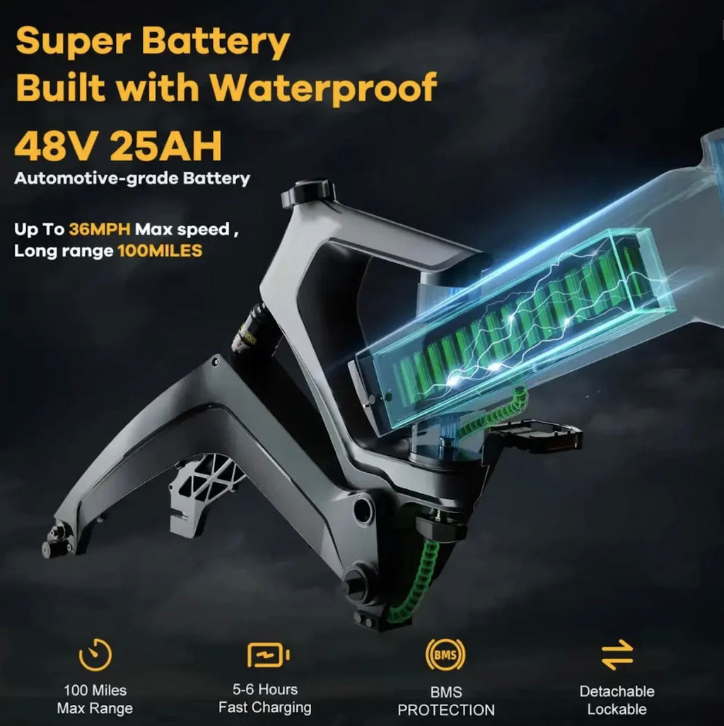 Foldable Electric Bike 100Mile - 36mph - Low Stock