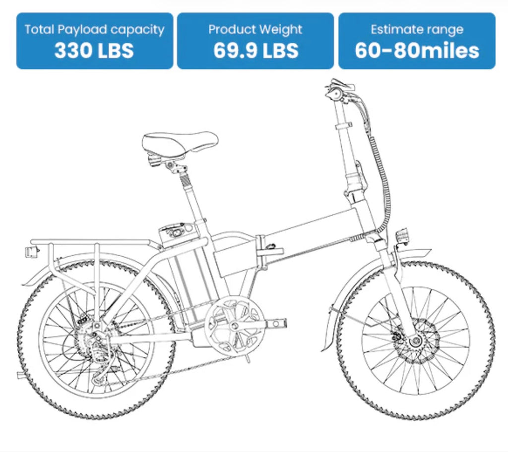 Foldable Electric Bike 100Mile - 36mph - Low Stock